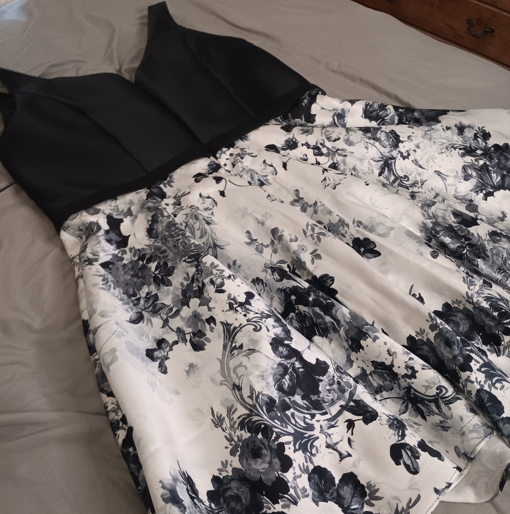 Elegant Black and White Floral Dress